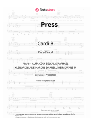 Sheet music, chords Cardi B - Press