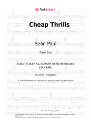 Sheet music, chords Sia, Sean Paul - Cheap Thrills