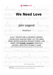 Sheet music, chords John Legend - We Need Love