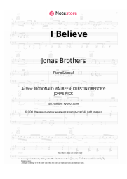 Sheet music, chords Jonas Brothers - I Believe