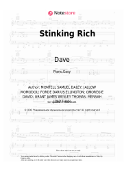 Sheet music, chords MoStack, J Hus, Dave - Stinking Rich