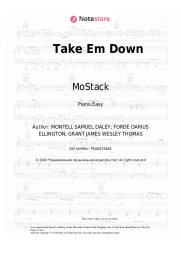 Sheet music, chords MoStack - Take Em Down
