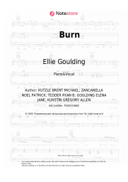 Sheet music, chords Ellie Goulding - Burn