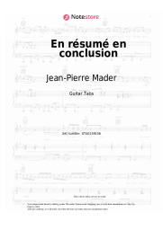 Sheet music, chords Jean-Pierre Mader - En résumé en conclusion