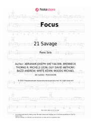 Sheet music, chords Bazzi, 21 Savage - Focus