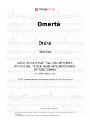 Sheet music, chords Drake - Omertà
