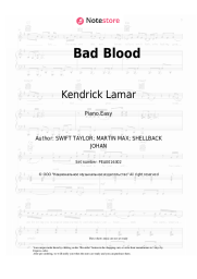 Sheet music, chords Taylor Swift, Kendrick Lamar - Bad Blood
