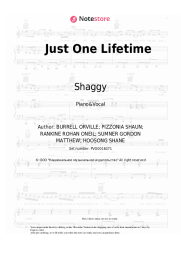 Sheet music, chords Sting, Shaggy - Just One Lifetime