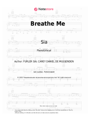 Sheet music, chords Sia - Breathe Me