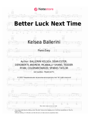 Sheet music, chords Kelsea Ballerini - Better Luck Next Time