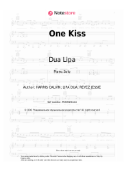 Sheet music, chords Calvin Harris, Dua Lipa - One Kiss