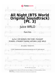 Sheet music, chords BTS, Juice WRLD - All Night (BTS World Original Soundtrack) [Pt. 3]