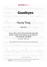 Sheet music, chords Post Malone, Young Thug - Goodbyes
