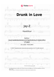 Sheet music, chords Beyonce, Jay-Z - Drunk in Love