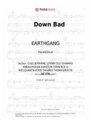 Sheet music, chords Dreamville, J. Cole, EARTHGANG - Down Bad