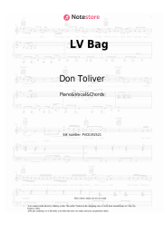 Sheet music, chords Don Toliver, Speedy, J-Hope, Pharrell Williams - LV Bag