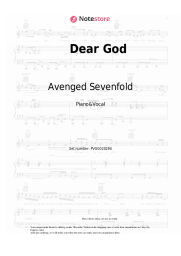 Sheet music, chords Avenged Sevenfold - Dear God