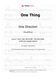 Sheet music, chords One Direction - One Thing