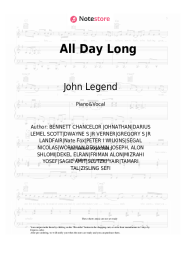 Sheet music, chords Chance the Rapper, John Legend - All Day Long