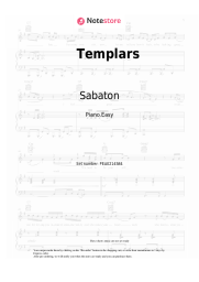 Sheet music, chords Sabaton - Templars