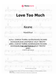 Sheet music, chords Keane - Love Too Much