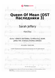 Sheet music, chords Sarah Jeffery - Queen of Mean (OST Descendants 3)