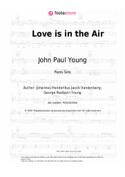 Sheet music, chords John Paul Young - Love is in the Air