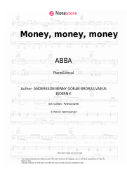 Sheet music, chords ABBA - Money, money, money