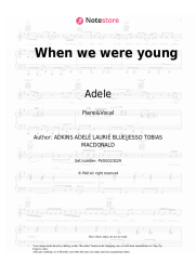 Sheet music, chords Adele - When we were young