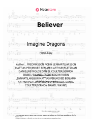 Sheet music, chords Imagine Dragons - Believer