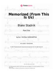Sheet music, chords Blake Stadnik - Memorized (From This Is Us)