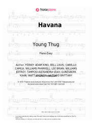 Sheet music, chords Camila Cabello, Young Thug - Havana