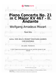 Sheet music, chords Wolfgang Amadeus Mozart - Piano Concerto No. 21 in C Major KV 467 - II. Andante