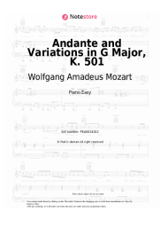 Sheet music, chords Wolfgang Amadeus Mozart - Andante and Variations in G Major, K. 501