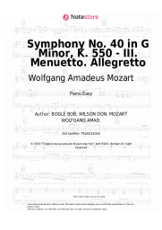 Sheet music, chords Wolfgang Amadeus Mozart - Symphony No. 40 in G Minor, K. 550 - III. Menuetto. Allegretto