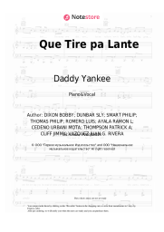 Sheet music, chords Daddy Yankee - Que Tire pa Lante