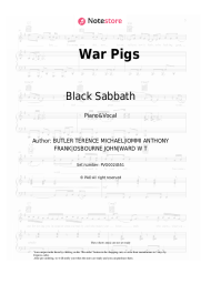 Sheet music, chords Black Sabbath - War Pigs