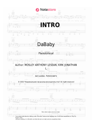 Sheet music, chords DaBaby - INTRO