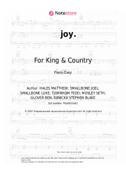 Sheet music, chords For King & Country - joy.