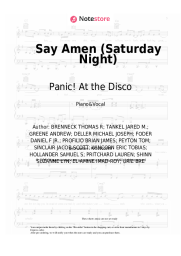 Sheet music, chords Panic! At the Disco - Say Amen (Saturday Night)