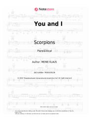 Sheet music, chords Scorpions - You and I