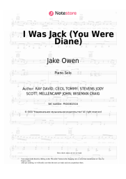 Sheet music, chords Jake Owen -  I Was Jack (You Were Diane)