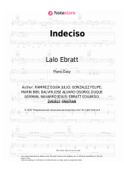 Sheet music, chords Reik, J Balvin, Lalo Ebratt - Indeciso