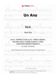 Sheet music, chords Sebastian Yatra, Reik - Un Ano