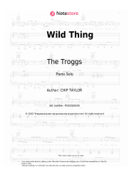Sheet music, chords The Troggs - Wild Thing