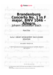 Sheet music, chords Johann Sebastian Bach - Brandenburg Concerto No. 1 in F major, BWV 1046 – Allegro