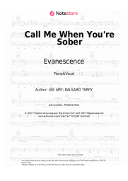 Sheet music, chords Evanescence - Call Me When You're Sober