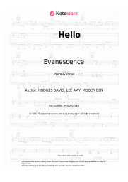 Sheet music, chords Evanescence - Hello