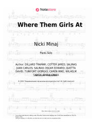 Sheet music, chords David Guetta, Flo Rida, Nicki Minaj - Where Them Girls At