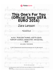 Sheet music, chords David Guetta, Zara Larsson - This One's For You (Official Song UEFA EURO 2016)
